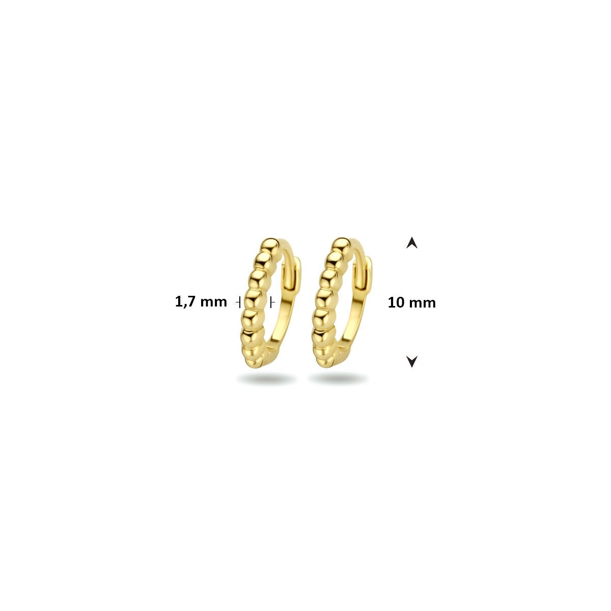 Aros chapados en oro amarillo con bolitas – 9k
