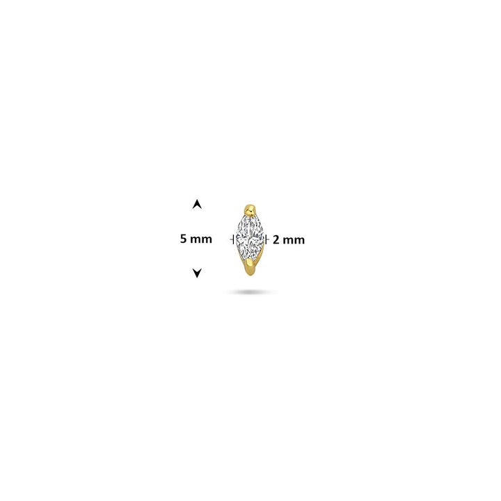 Verguld 925 zilveren flat back piercing met zirkonia