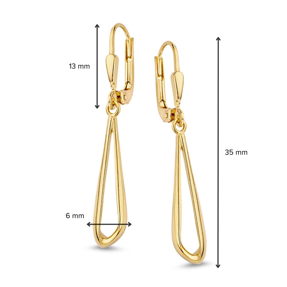 Aros de oro amarillo con colgantes en forma asimétrica - 14 quilates de oro