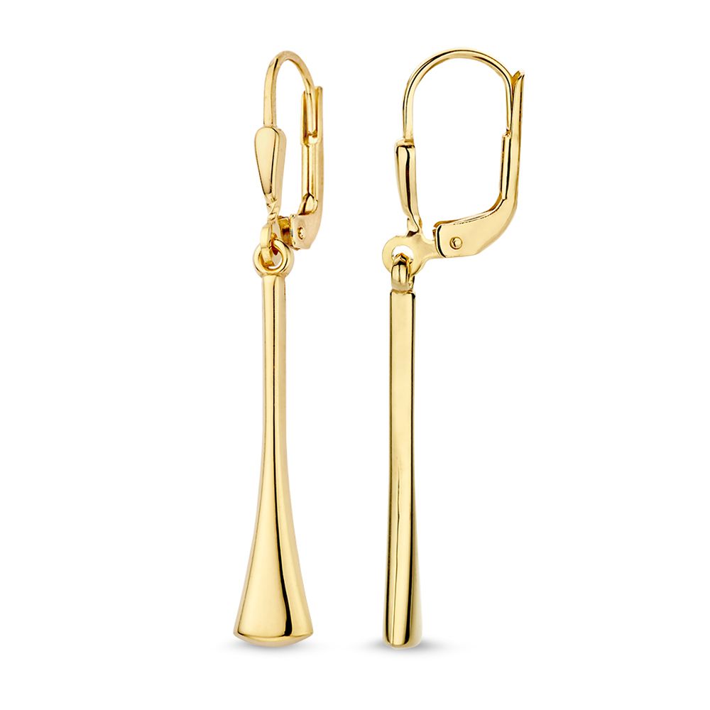 Elegantes Aros de Oro Amarillo con Colgantes Juguetones - 14 Quilates de Oro
