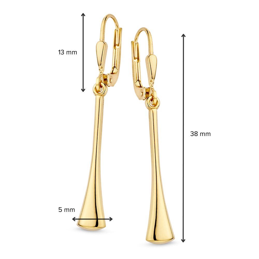 Elegantes Aros de Oro Amarillo con Colgantes Juguetones - 14 Quilates de Oro
