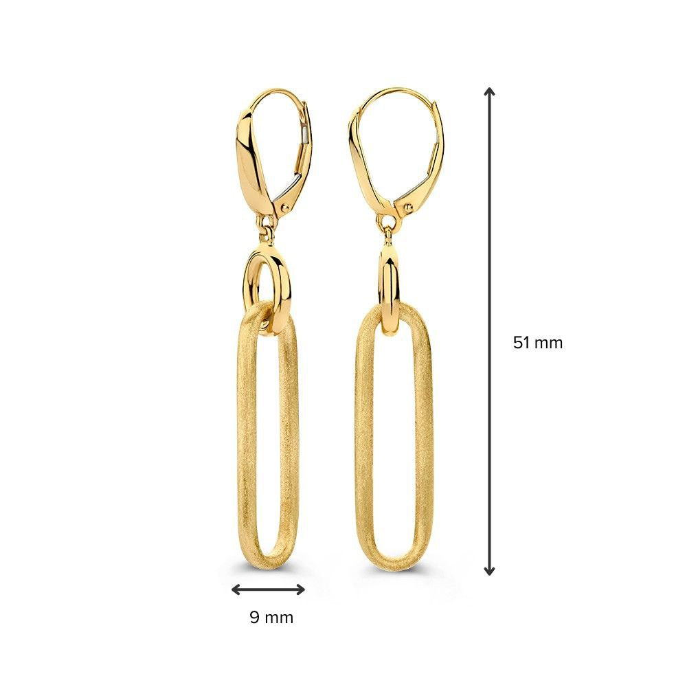 Pendientes de oro amarillo llamativos con elementos de oro mate - lujo de 14 quilates para de mujer