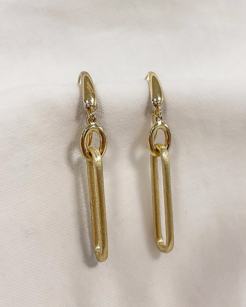 Pendientes de oro amarillo llamativos con elementos de oro mate - lujo de 14 quilates para de mujer