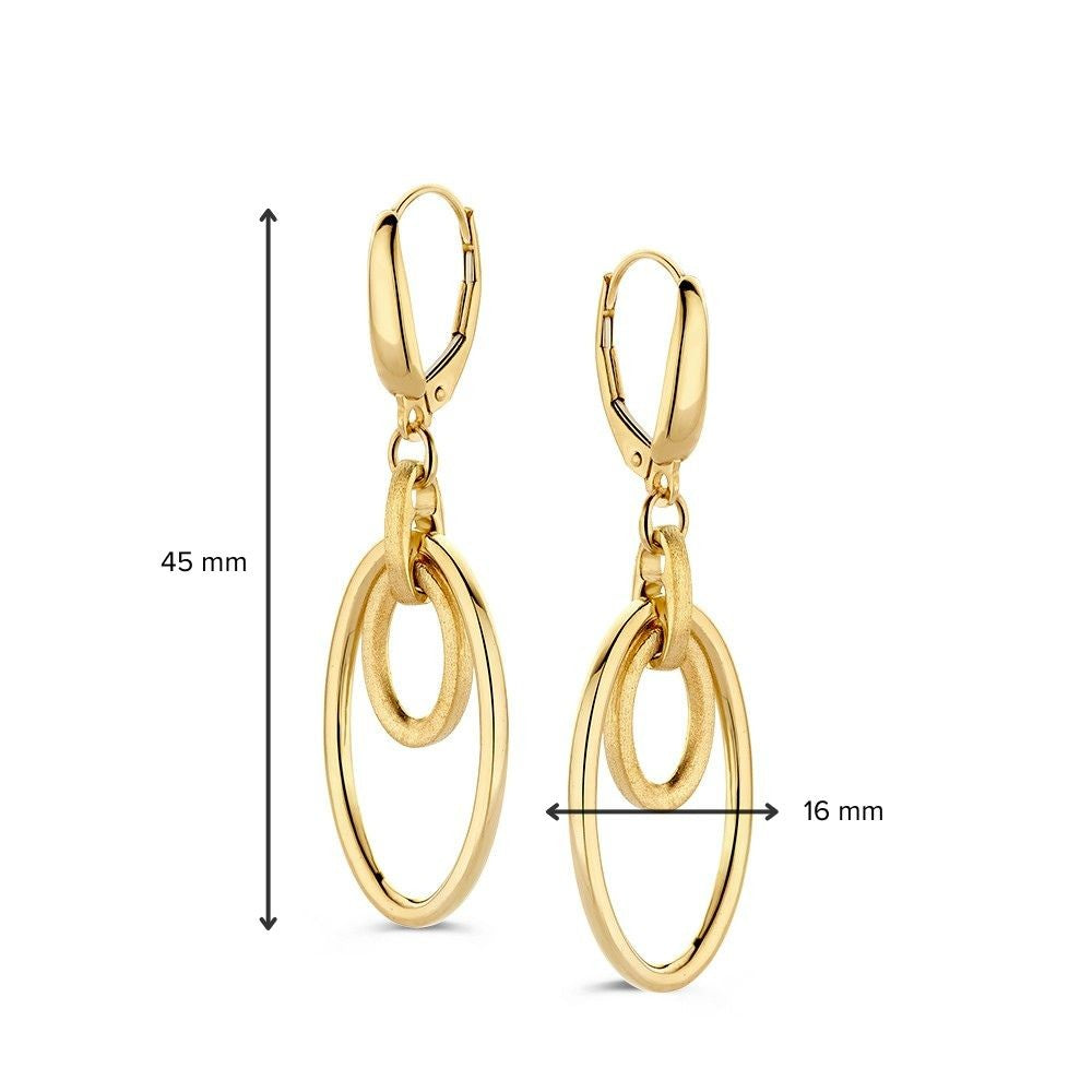 Aros de oro amarillo con colgantes abiertos – 14 quilates de oro