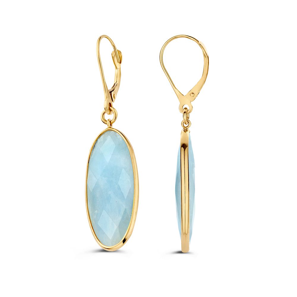 Aros de oro amarillo con ópalos ovalados – 14 quilates, 44 mm