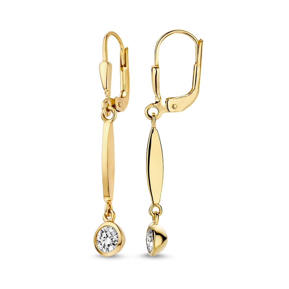 Aros de oro con colgantes de circonita – 14 quilates de oro amarillo