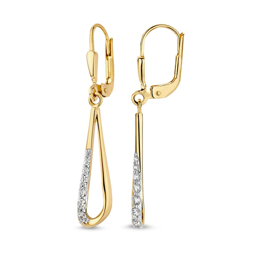 Aros de oro amarillo con circonitas - 14 quilates de oro