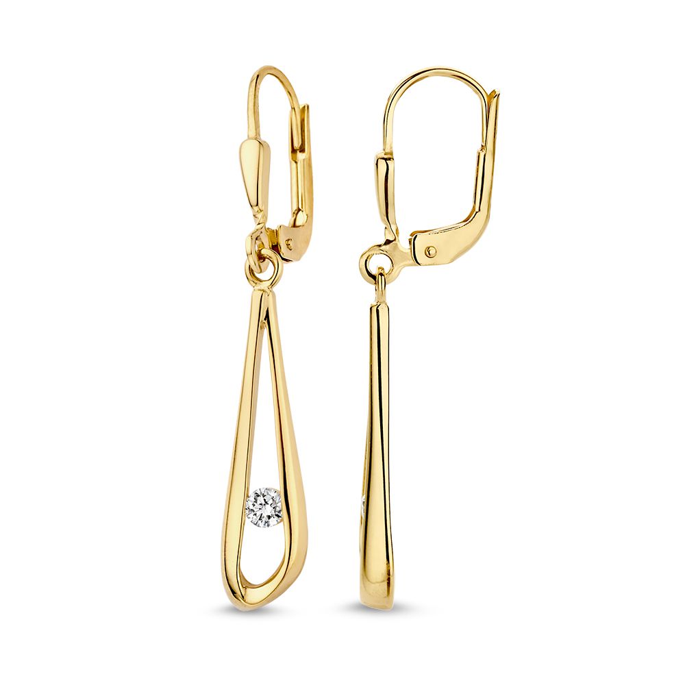 Aros de oro amarillo con circonitas - 14 quilates de oro