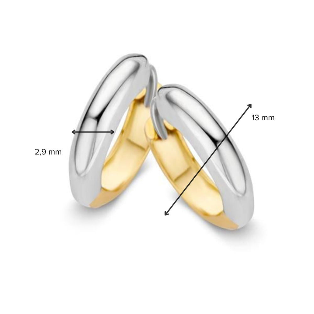 Aros bicolor de oro blanco y oro amarillo – Pendientes reversibles de mujer