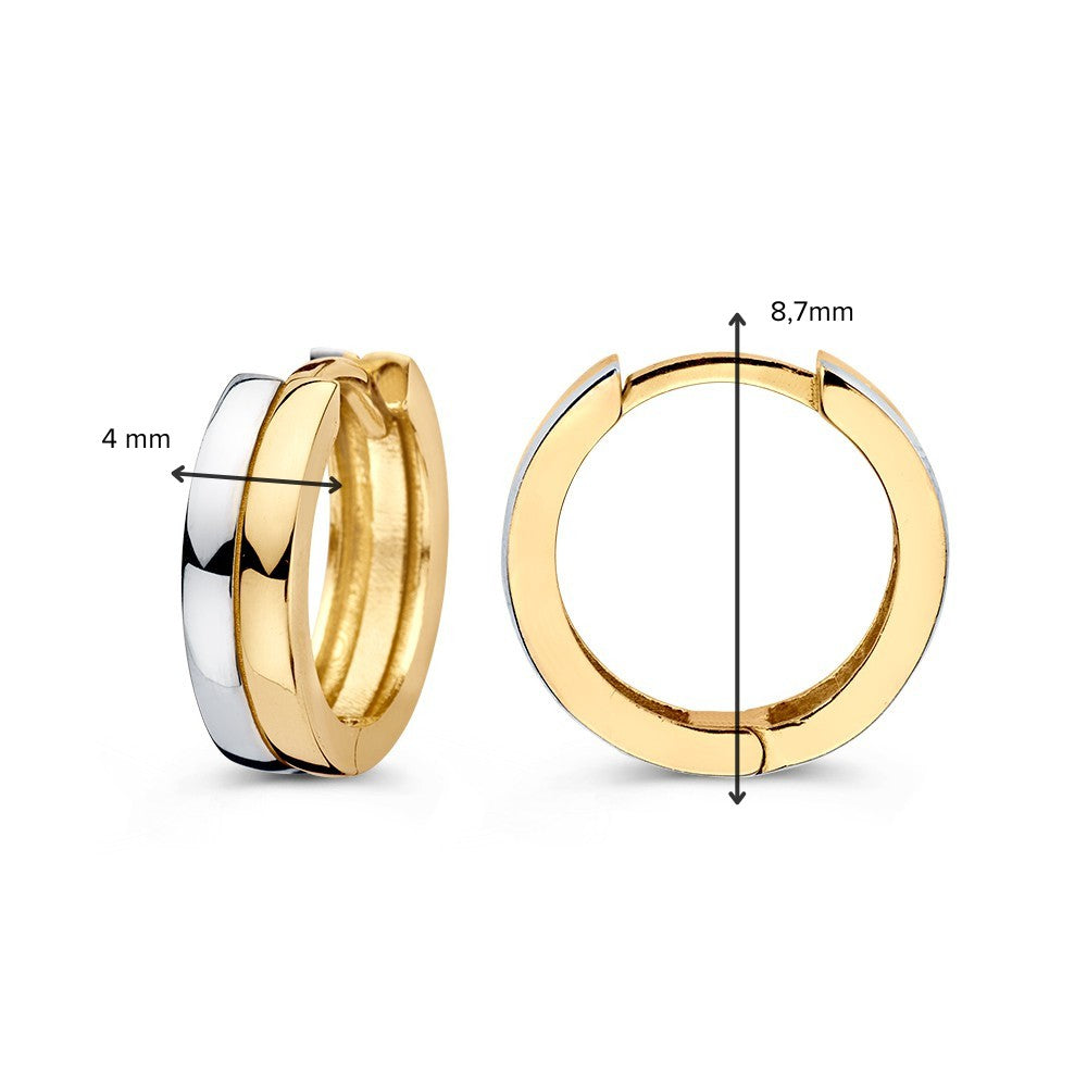 Aros Bicolor de Oro – Elegantes Pendientes de 14 Quilates en Oro Amarillo y Oro Blanco para de Mujer