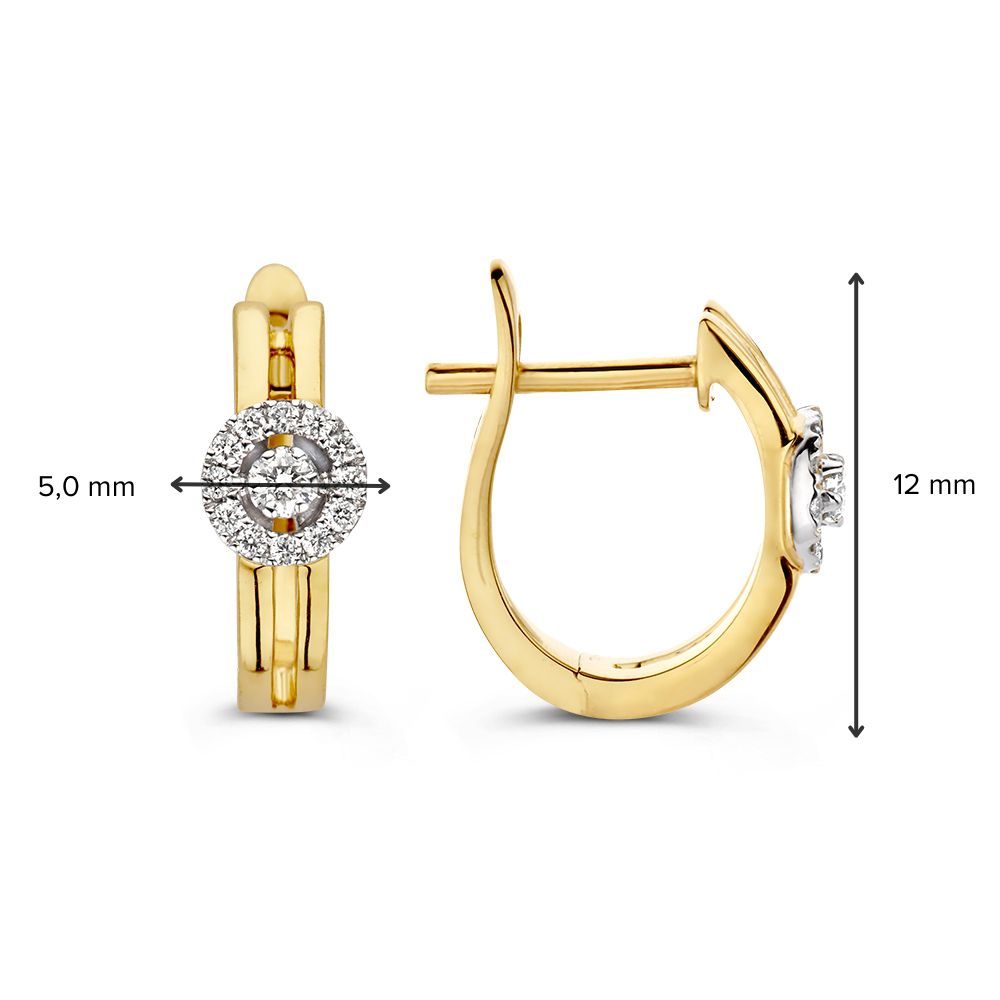 Aros Bicolor de Oro Amarillo y Oro Blanco con Diamantes en Engaste de Entourage – Aros de 14 Quilates con 0.14 Quilates de Diamantes