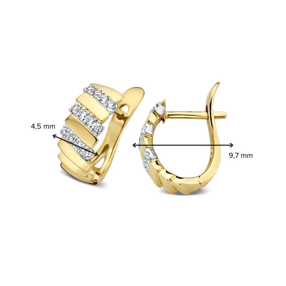 Aros Bicolor de Oro Amarillo y Oro Blanco con Diamante – Aros de 14 Quilates con Diamantes de 0.14 Quilates