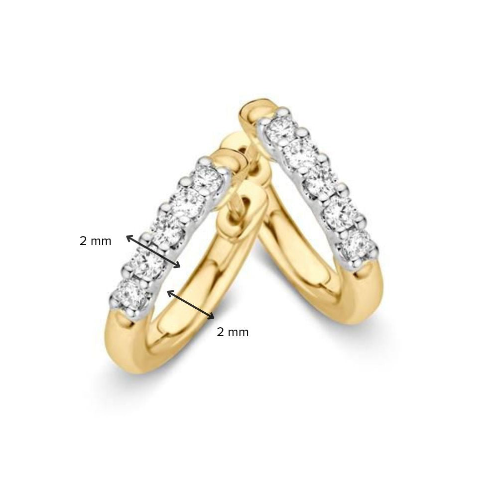 Aros de oro de 14 quilates con diamantes brillantes - Elegancia atemporal de mujer