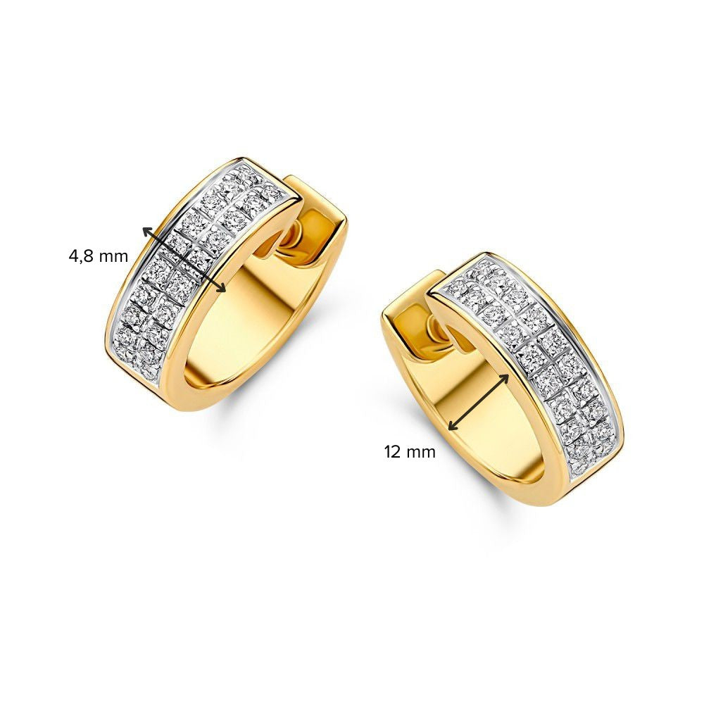 Aros Bicolor de Oro Blanco y Oro Amarillo con Diamantes – Pendientes de 14 Quilates con 0.31 Quilates de Brillantes
