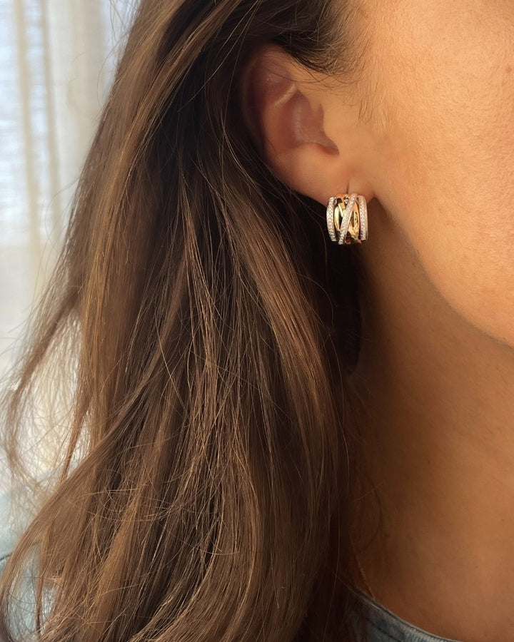 Bicolor Geel- en Witgouden Oorringen met Diamanten – 14 Karaat Oorringen met 0.36 Carat Briljanten
