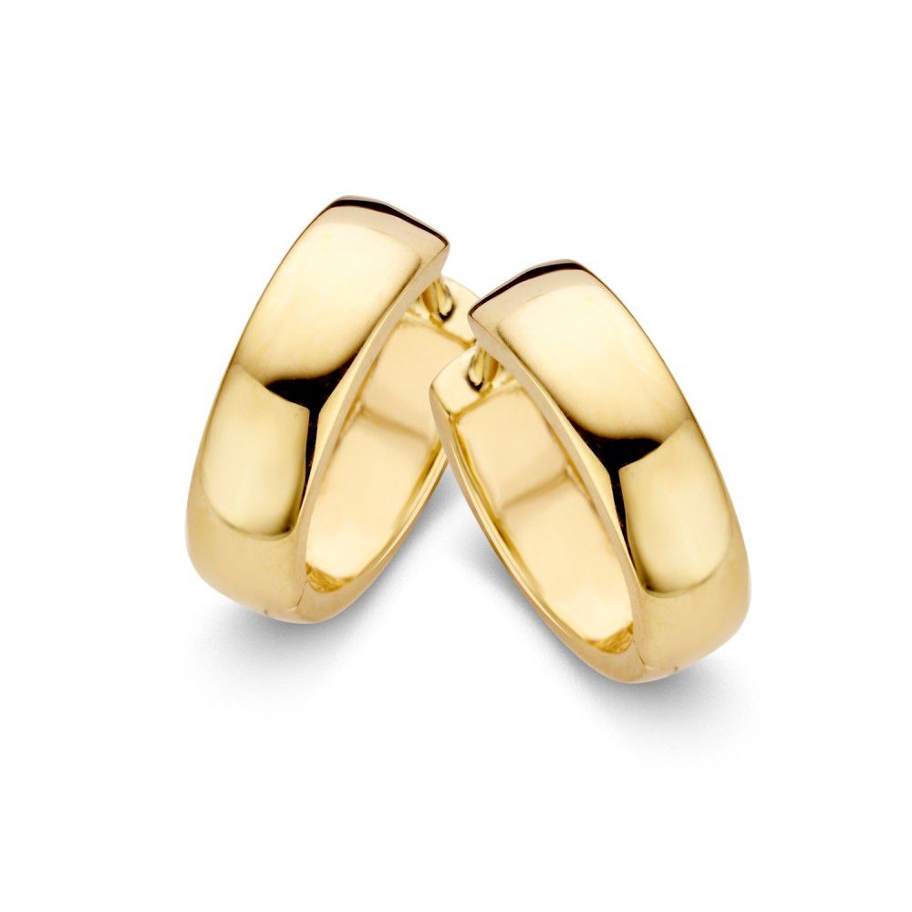 Aros de oro amarillo de 14 quilates, 4 mm de ancho, con un diseño elegante y pulido.