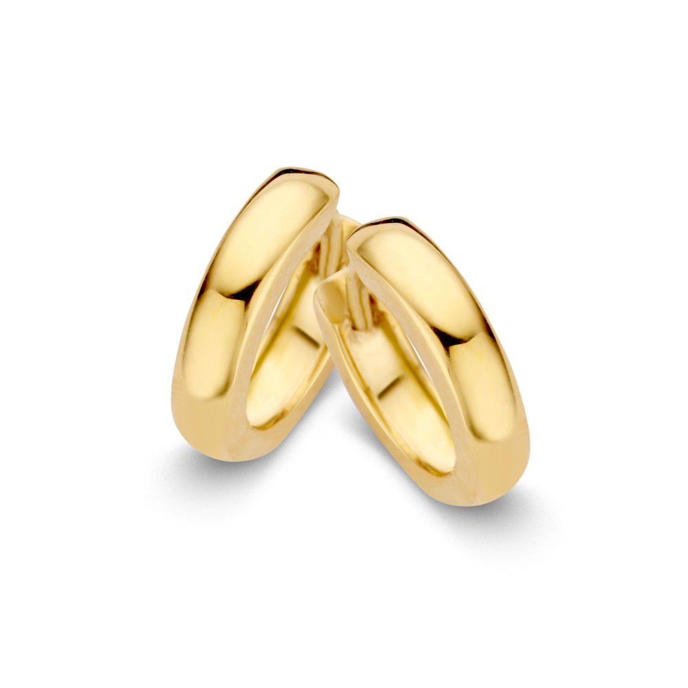 Aros de oro amarillo de 14 quilates, con un diseño elegante y atemporal, diámetro interior de 9 mm.