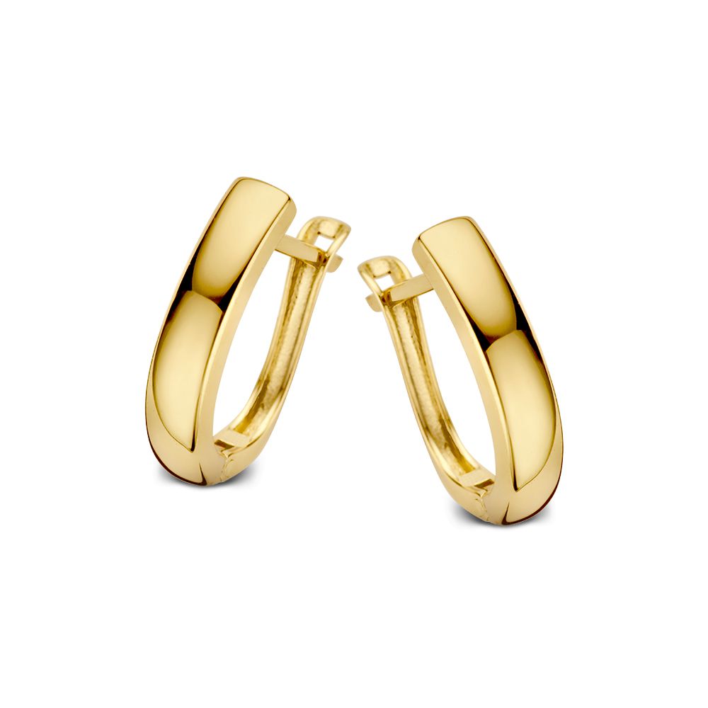 Aros de oro amarillo de 14 quilates con un diseño liso y elegante.