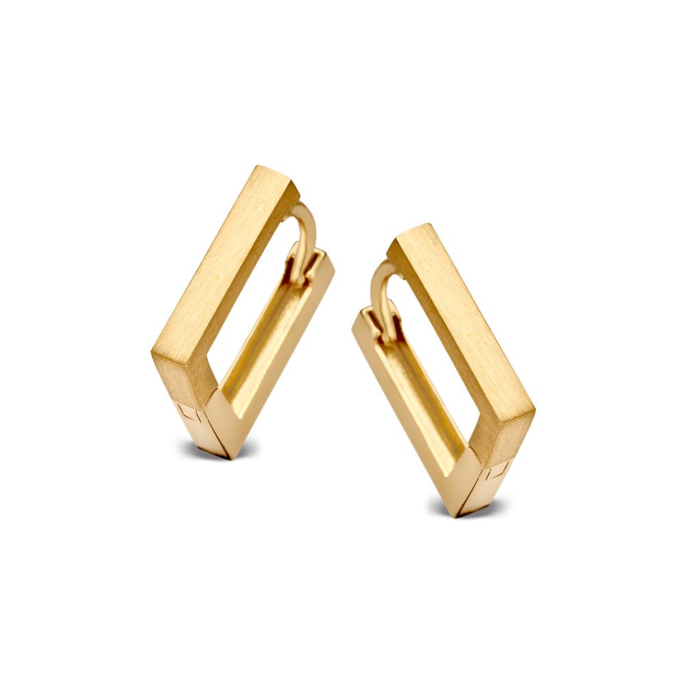 Pendientes cuadrados de oro amarillo de 14 quilates, acabados mate y brillante.