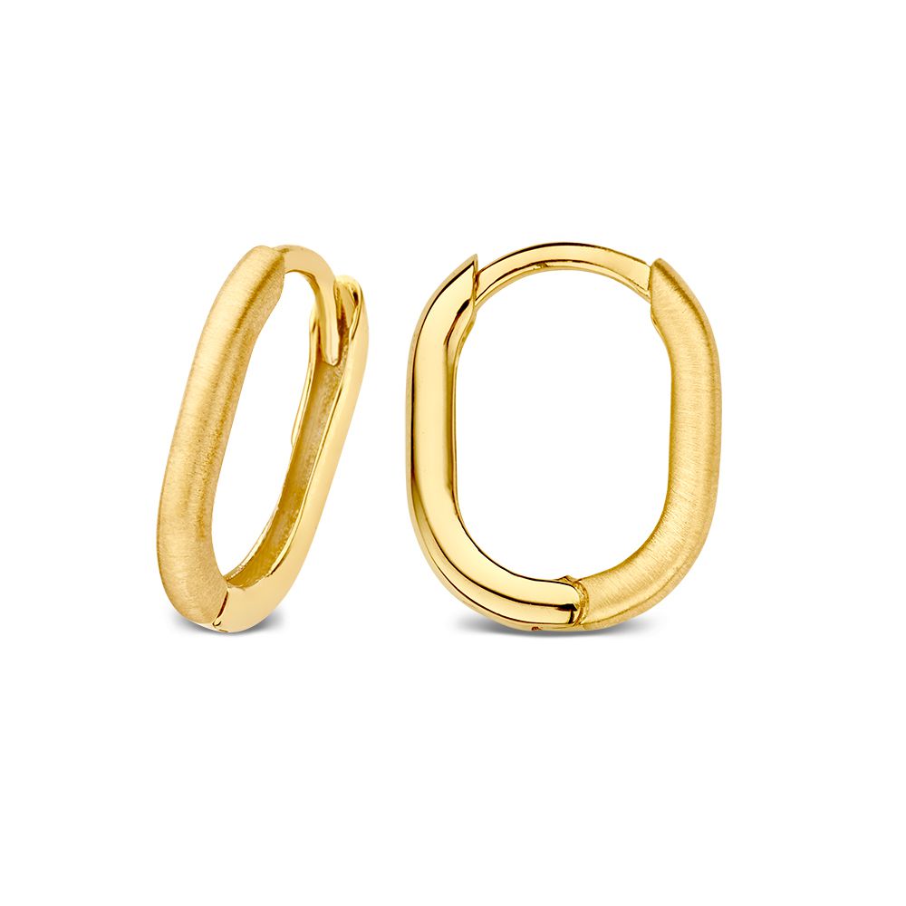 Aros Ovalados de Oro Amarillo – Mate y Pulido – 14 Quilates – Van der Kooij