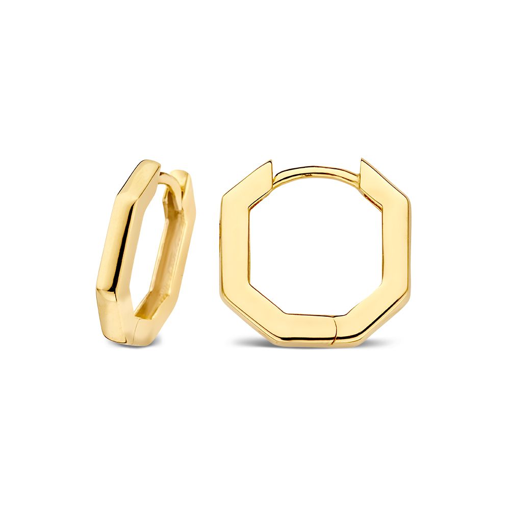 Aros de oro amarillo con diseño octogonal elegante - Pendientes de mujer - Van der Kooij