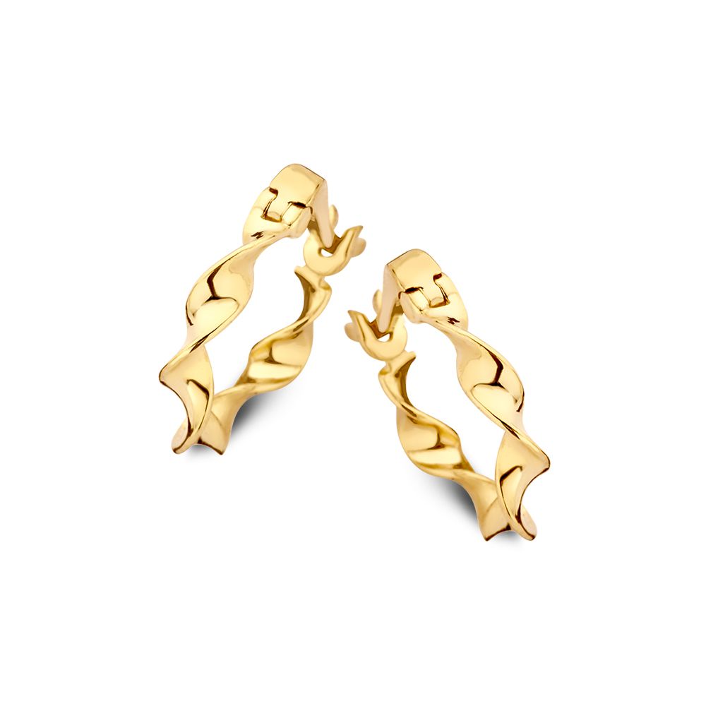 Pendientes de aro dorados con diseño retorcido, joyas elegantes para damas.