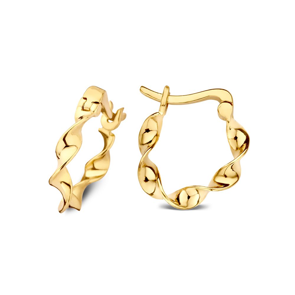 Aros de oro amarillo con diseño retorcido – Pendientes elegantes de mujer | Van der Kooij