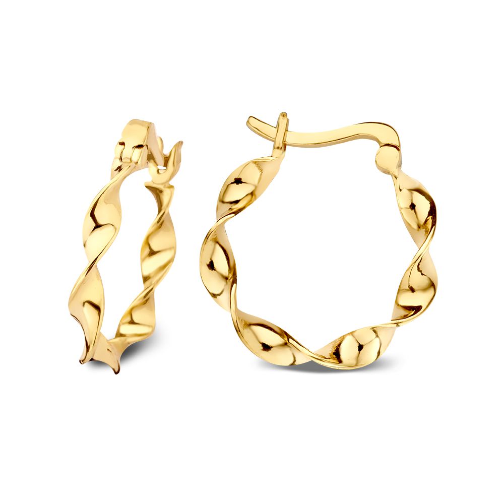 Aros de oro amarillo trenzados | 14 quilates de oro | Van der Kooij