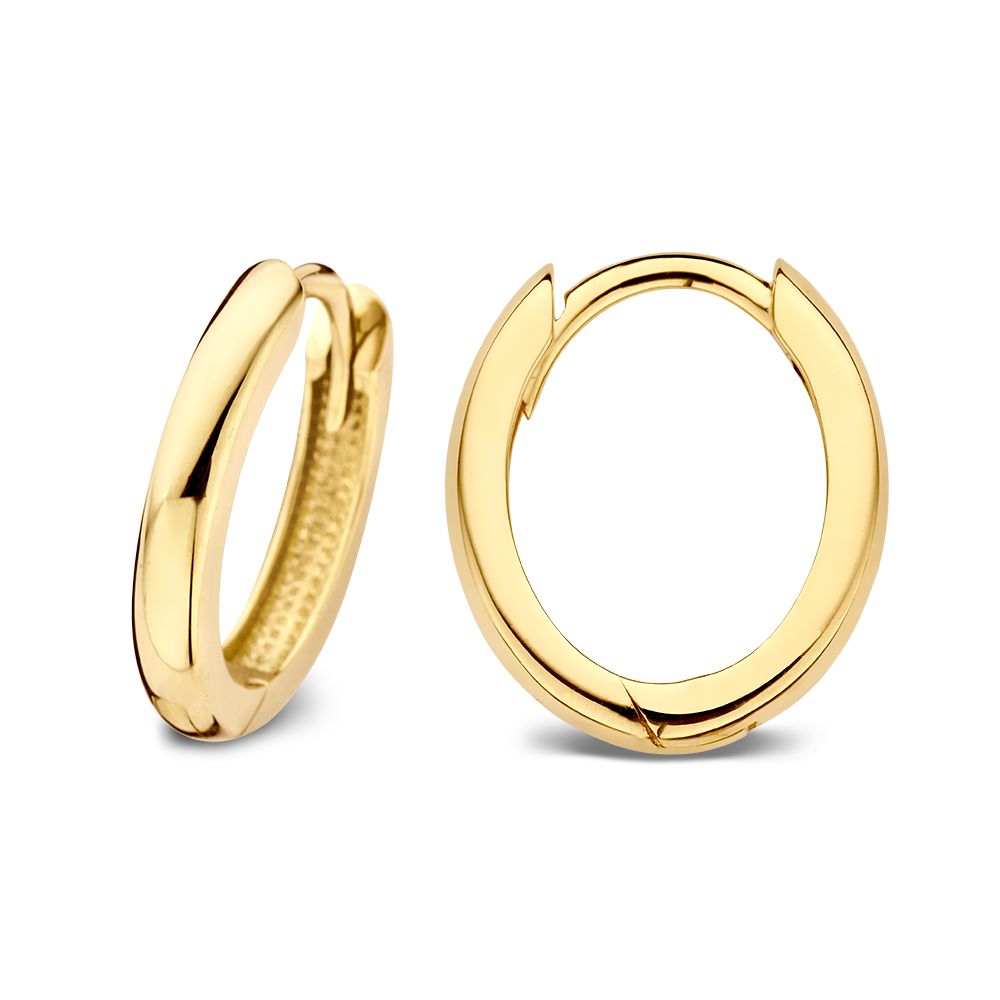 Aros de oro amarillo modelo ovalado – 14 quilates de oro | Van der Kooij