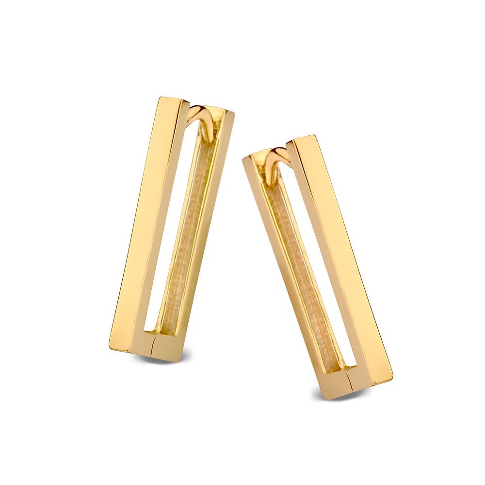 Pendientes de oro amarillo con diseño rectangular y acabado pulido.
