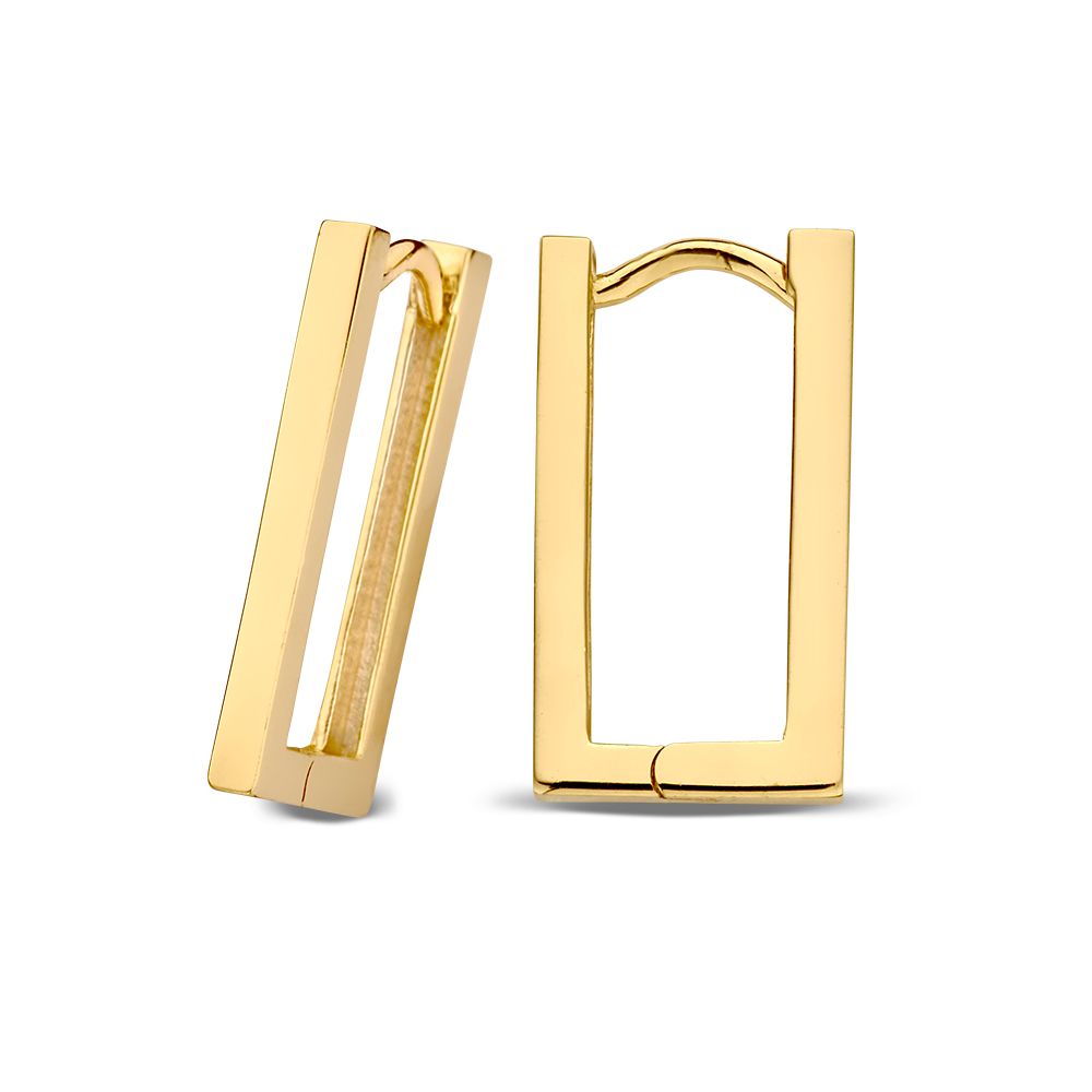 Aros de oro amarillo con diseño rectangular elegante – 14 quilates – Van der Kooij