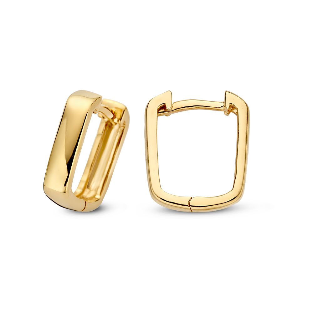 Aros de oro amarillo con diseño cuadrado – Una declaración audaz