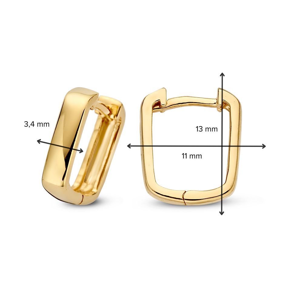 Aros de oro amarillo con diseño cuadrado – Una declaración audaz