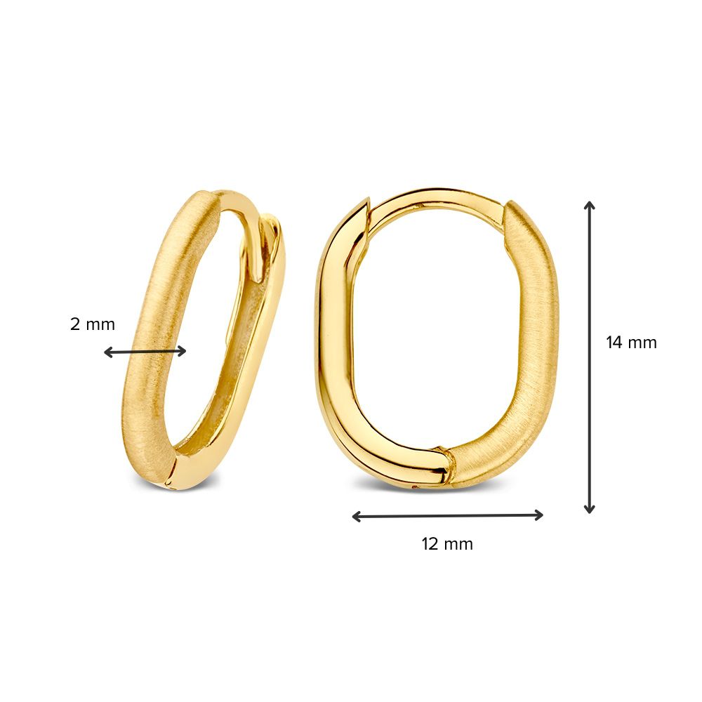 Aros Ovalados de Oro Amarillo – Mate y Pulido – 14 Quilates – Van der Kooij