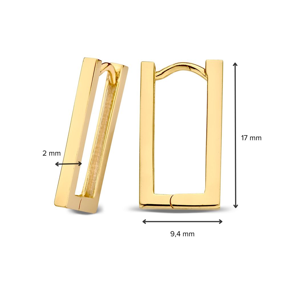 Aros de oro amarillo con diseño rectangular elegante – 14 quilates – Van der Kooij