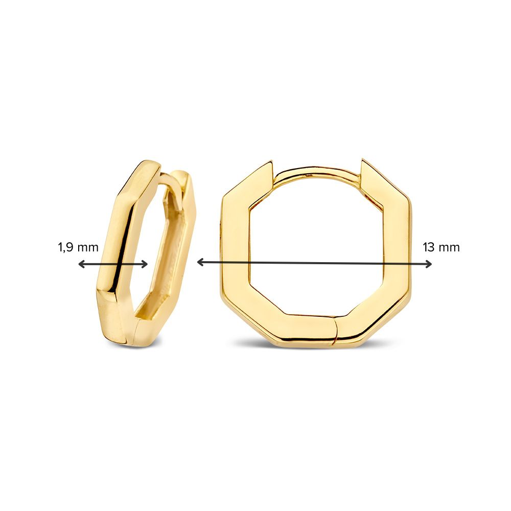 Aros de oro amarillo con diseño octogonal elegante - Pendientes de mujer - Van der Kooij