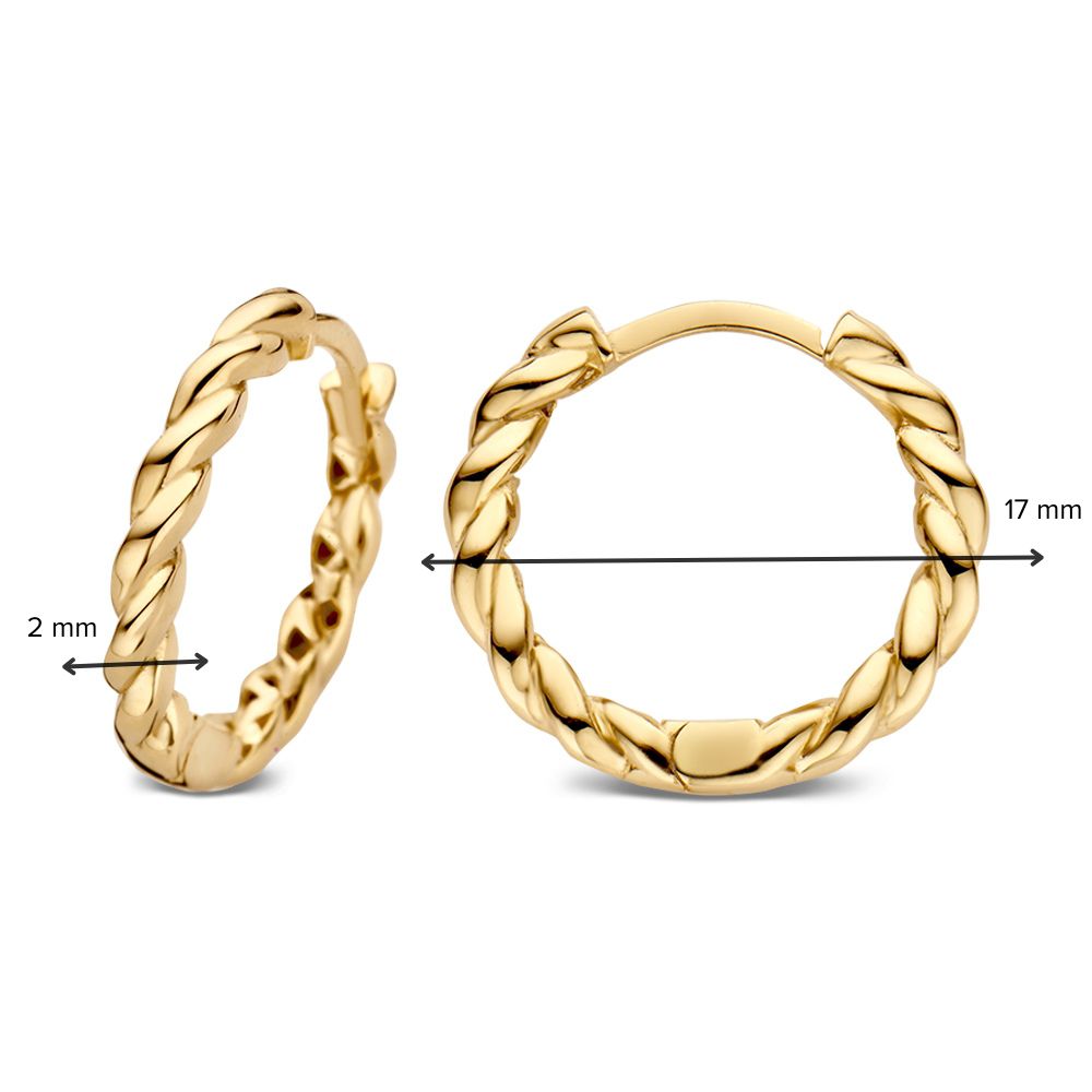 Aros de oro amarillo con diseño trenzado – Pendientes elegantes Van der Kooij