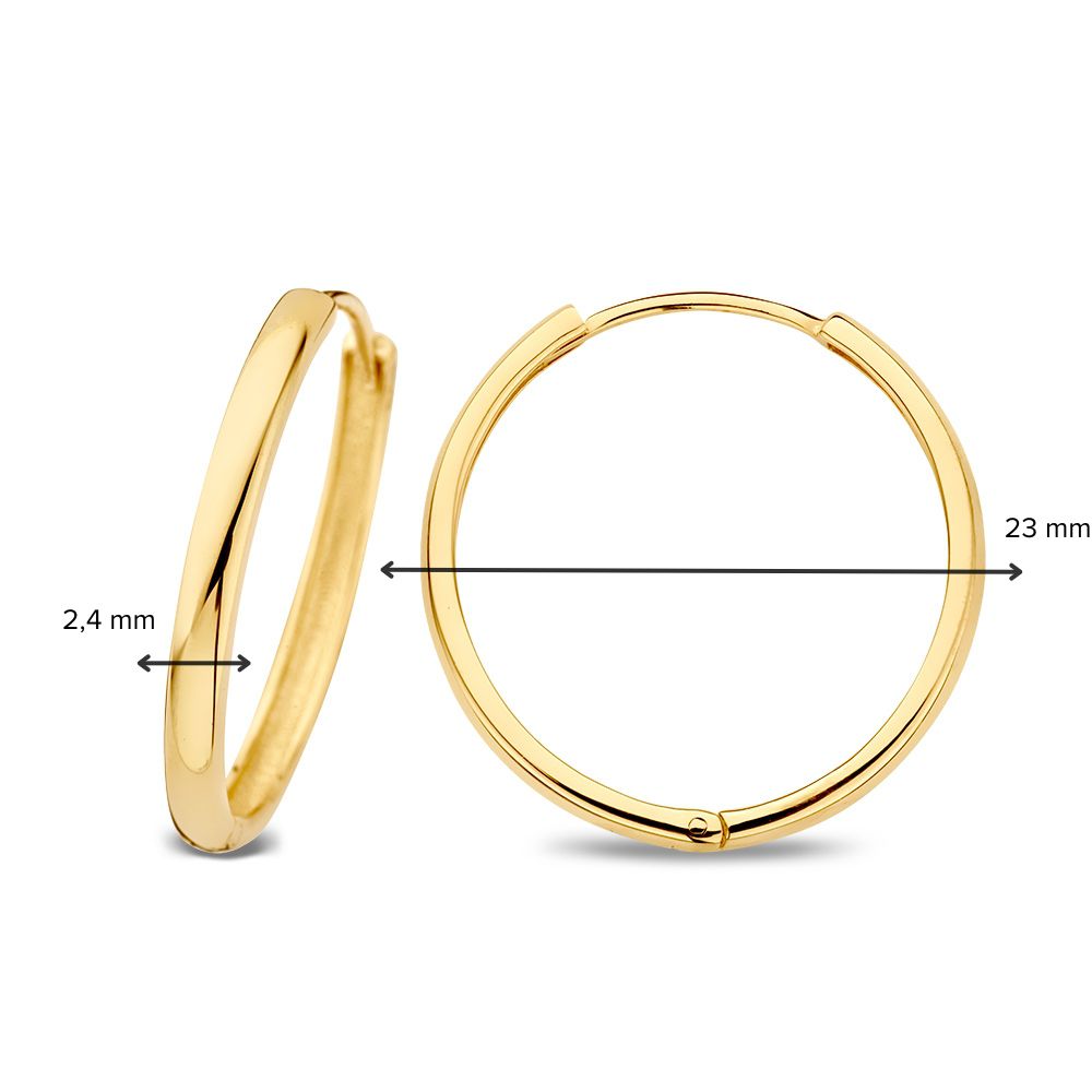 Aros de oro amarillo con bisagra – 14 quilates de oro – Van der Kooij
