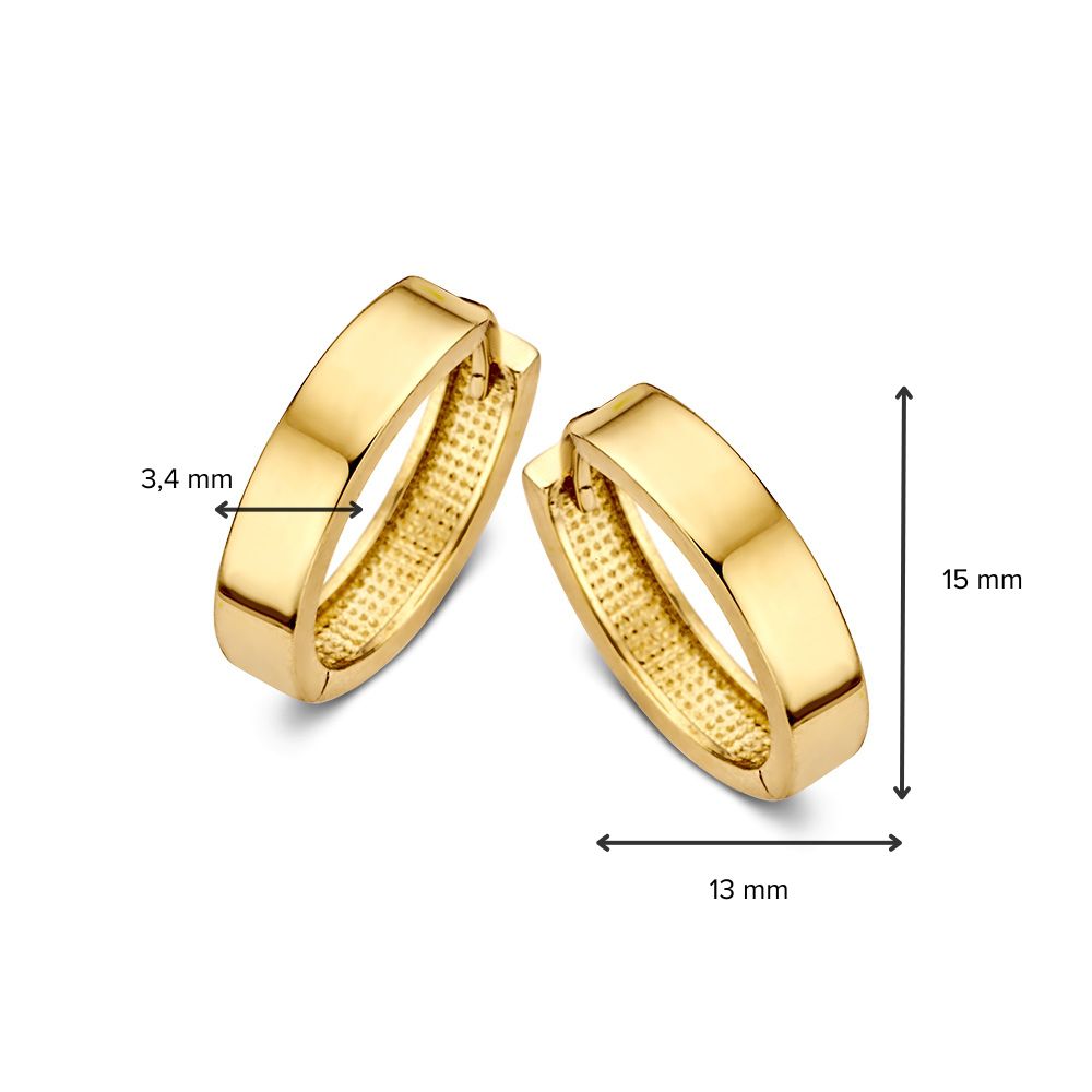 Aros de oro amarillo 14 quilates – Diseño sutil, 12 x 10 mm de medida interior, Elegancia atemporal