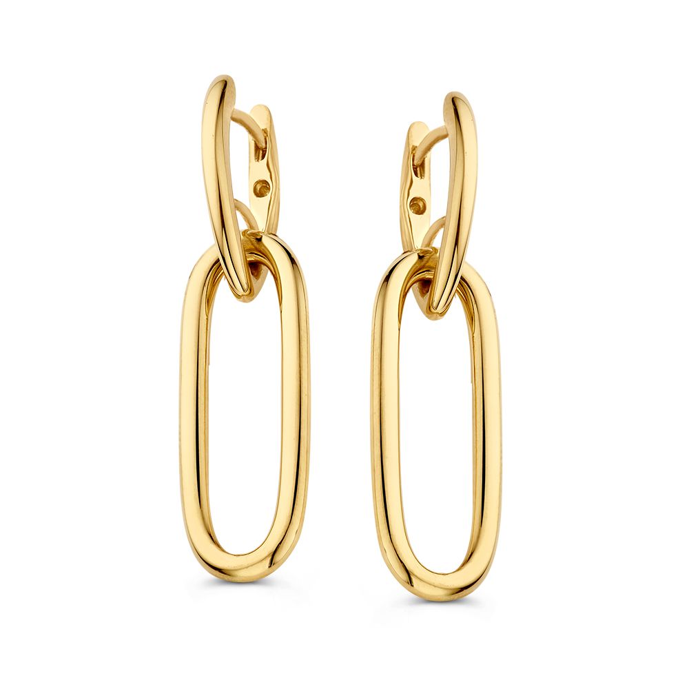Prachtige Gouden Oorringen met Grove, Hangende Schakels – Statement Accessoire