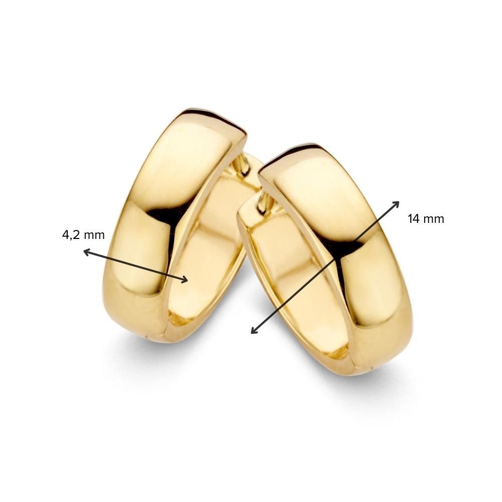 Aros de oro amarillo atemporales de mujer – 14 quilates, 4 mm de ancho, diseño elegante
