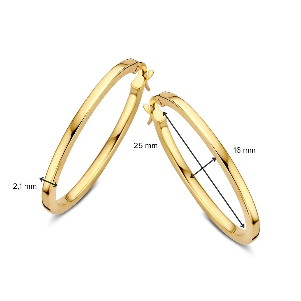 Aros de oro amarillo – 14 quilates, 16 x 25 mm de medida interior, diseño minimalista elegante