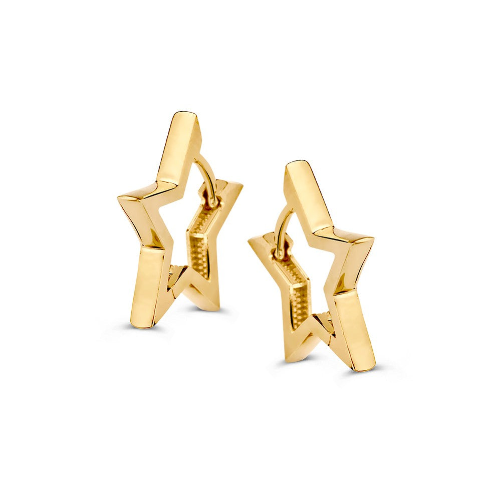 Pendientes de estrella dorados con un diseño brillante y moderno.