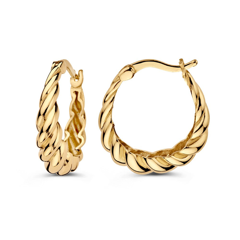 Aros de oro amarillo con banda retorcida – Elegancia atemporal