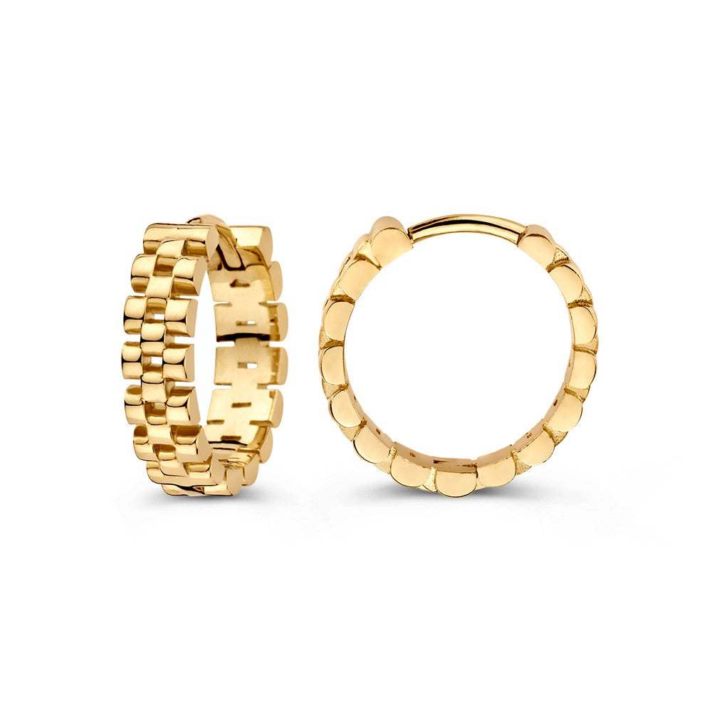 Aros de oro amarillo con eslabones 'Rolex'