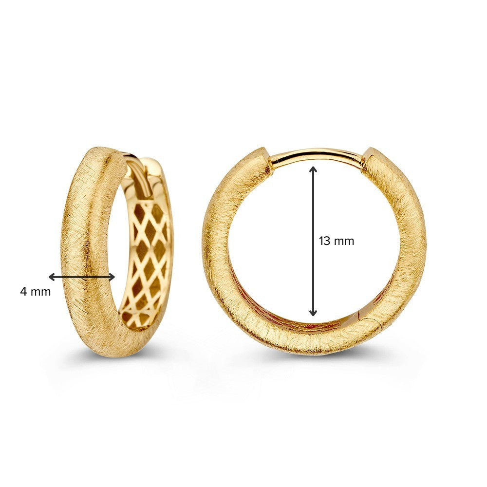 Aros de oro amarillo mate en modelo redondo – Elegancia sutil
