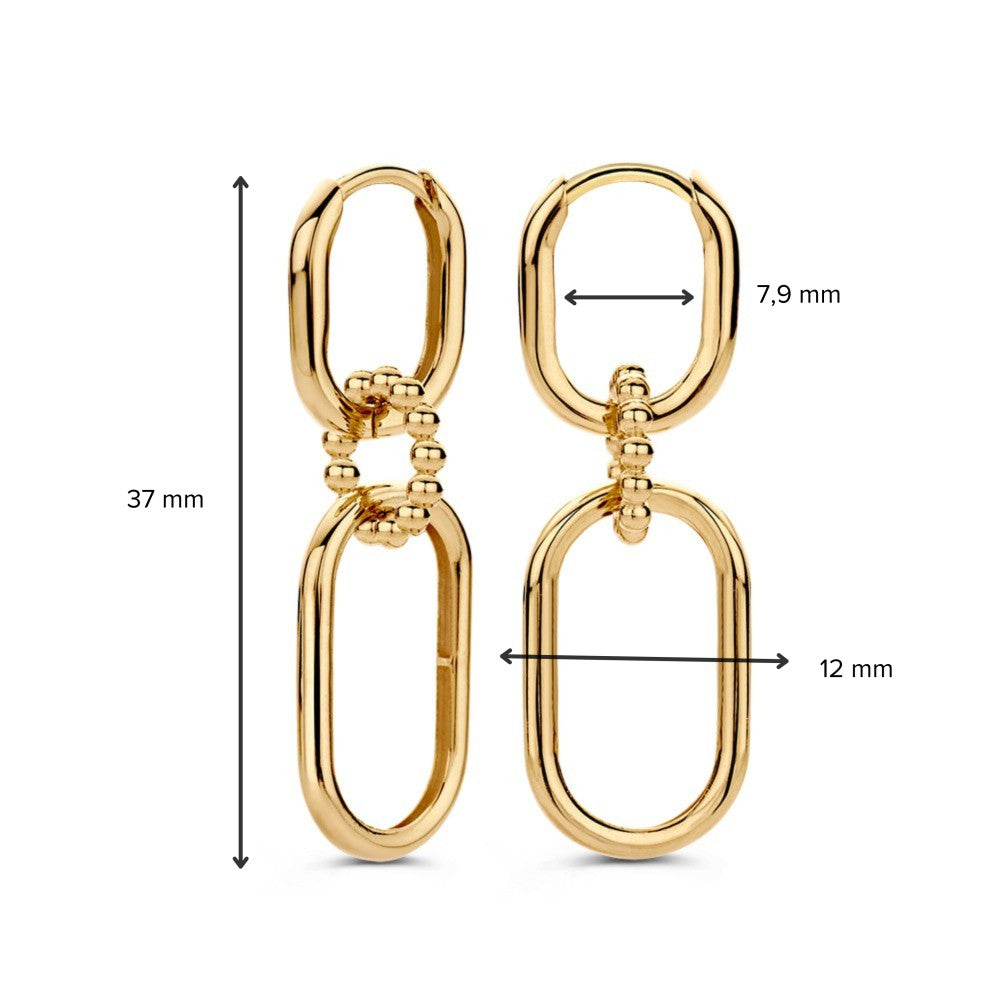 Aros de oro amarillo con elementos de cadena – Elegante y atrevido