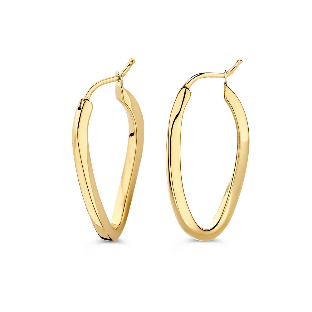 Aros de oro amarillo con giro juguetón – 14 quilates de oro
