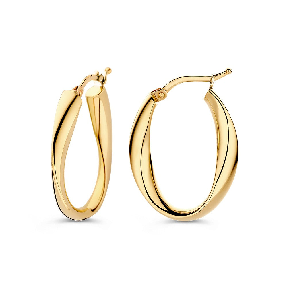 Aros de oro amarillo llamativos con un giro juguetón – 14 quilates de oro