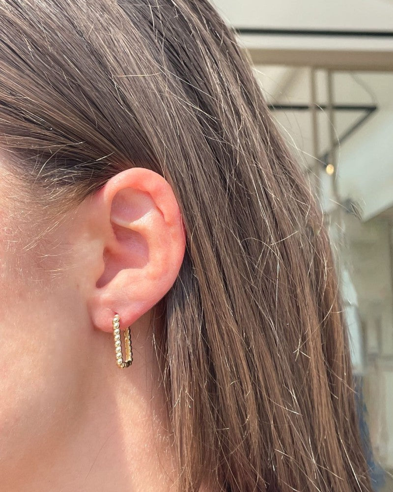 Grandes Aros de Oro Amarillo con Cadena de Clip de Papel y Banda Trenzada